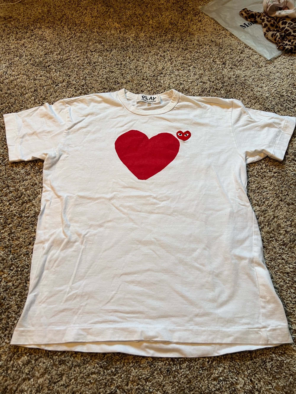 Comme des Garcons PLAY Kids White Tee with Red Heart Motif